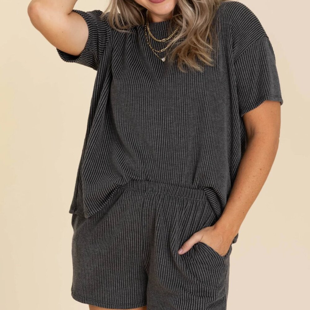 LOVELY MELODY Comfy Rib Top and Short Set - Picture 2 of 8